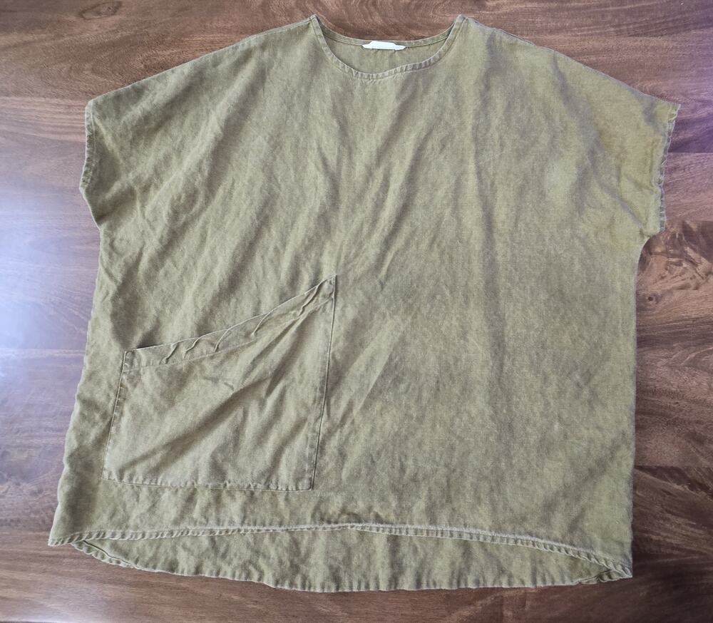 Elizabeth Suzann Harper Tunic 100% Linen Verte OSP Lagenlook Minimalist Capsule